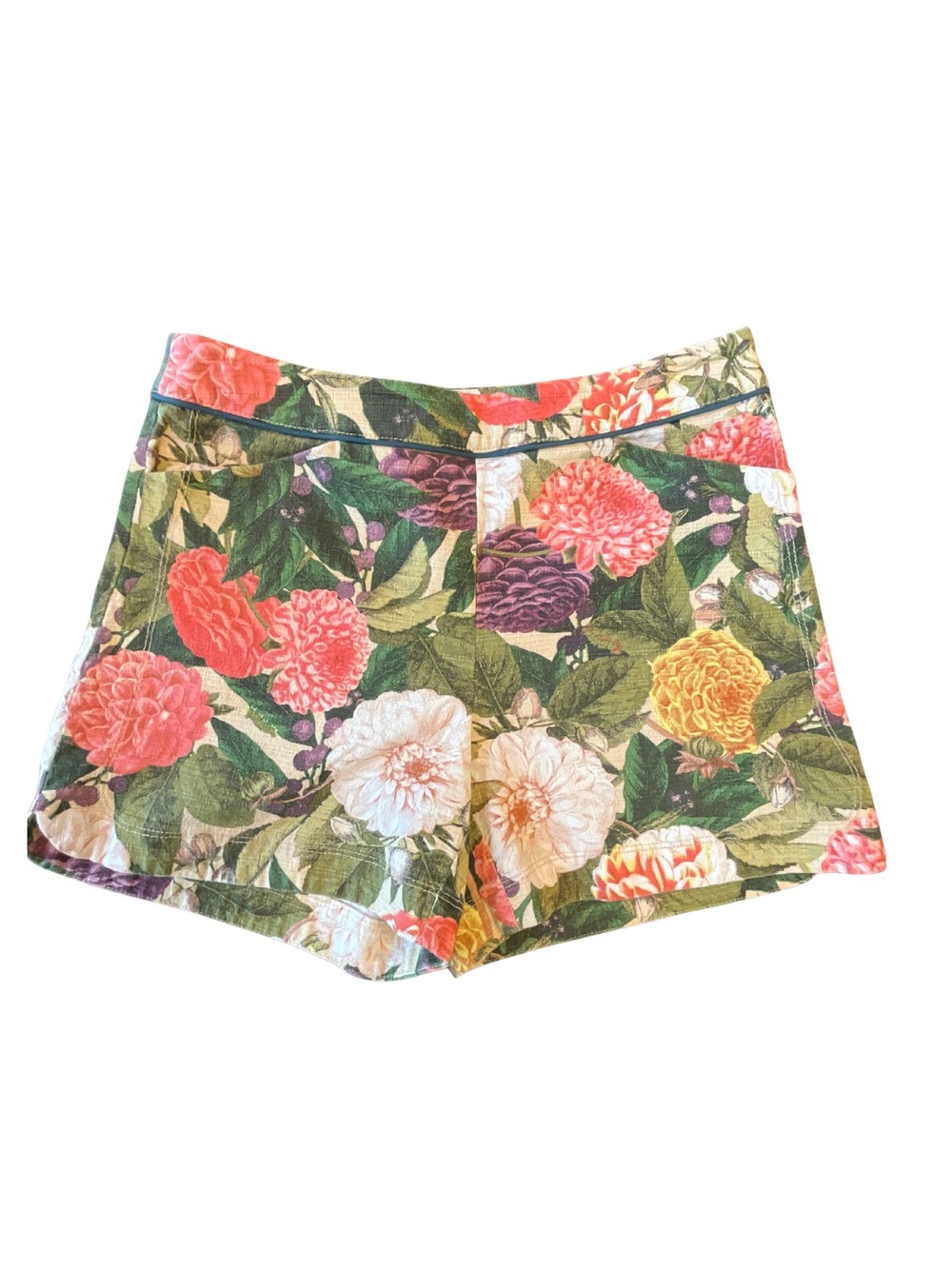 elevenses (Anthropolgie) Green Floral High-Waist Women’s Shorts - Size 2